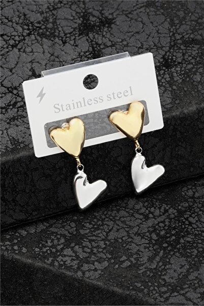 Maxtre أقراط على شكل قلب من الفولاذ بلونين