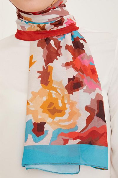 Armine Trend Blue Pomegranate Flower Shawl 10001-04