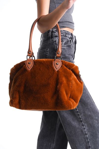 Moda Lime Geantă de mână și de umăr casual model de pluș pentru femei, mărime medie, cu mânere și curea