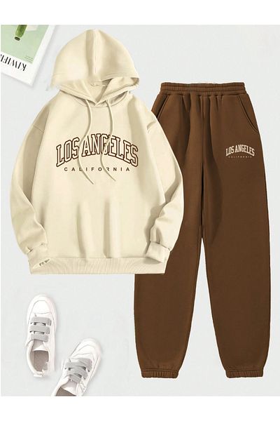 BukuriCO Los Angeles Printed Unisex Sports Set - Hooded, Winter Hoodie