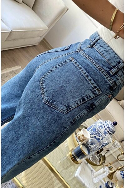 LİMABEL Meva X 90s - Μπλε Power Lycra Ψηλόμεσο Παντελόνι Palazzo Jeans