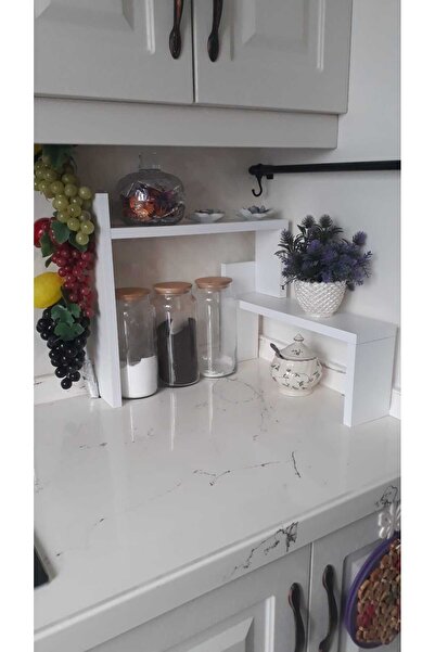 Çatı Home BEYAZ AHŞAP TEZGAH ÜSTÜ BAHARATLIK BARDAKLIK DÜZENLEYİCİ
