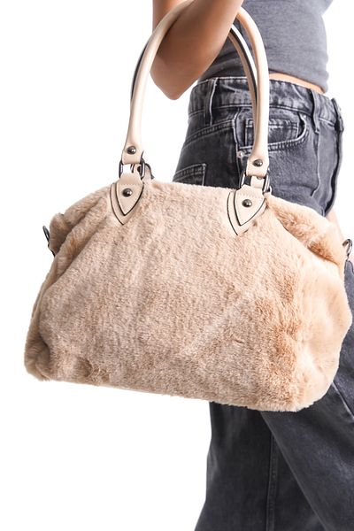 Moda Lime Geantă de mână și de umăr casual model de pluș pentru femei, mărime medie, cu mânere și curea