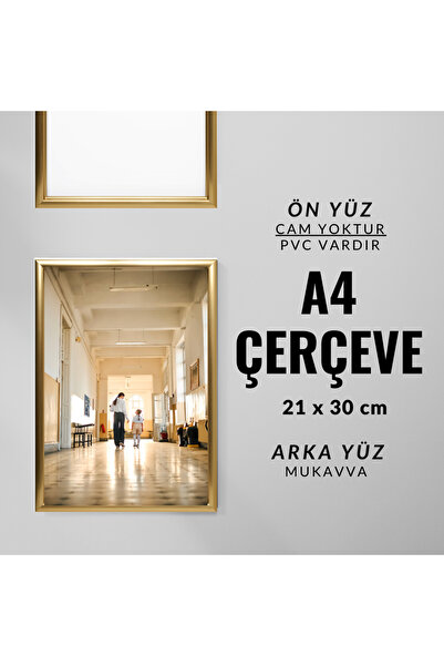 CreaWitch A4 Altın Çerçeve Diploma Belge Sertifika Fotoğraf Resim Çerçevesi Pvc
