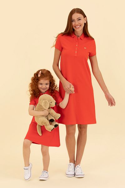U.S. Polo Assn. Rochie tricotată pentru femei cu gât polo roșu - 50269546 -vr030