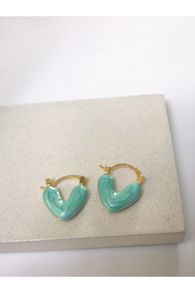 VOBEEYKU Shiny Surface Color Option Heart Minimal Earrings