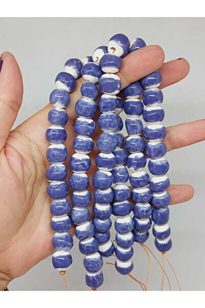 Yasamtohumu Μωβ Χρώμα Γυαλισμένες Κεραμικές Χάντρες Σειρά 10-12mm/23cm (54152)