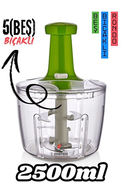 Comprox 2500 ml Bas Kes Xl Pratik El Robotu karışık Renk Yeni Nesil Doğrayıcı, Büyük El Rondosu,Pratik Rondo