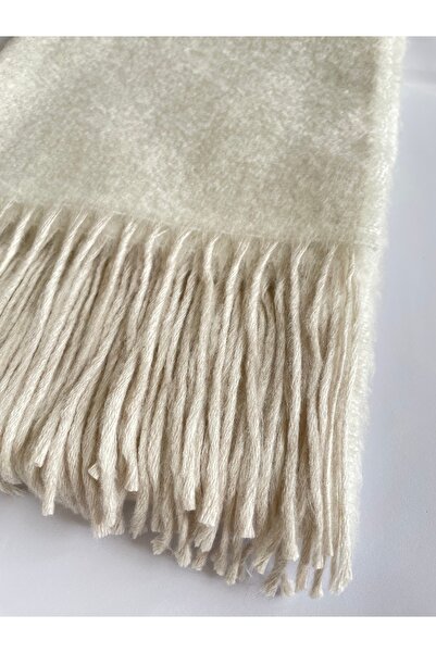 karışık kaset Women's Ecru Colored Soft Tassel Scarf Shawl