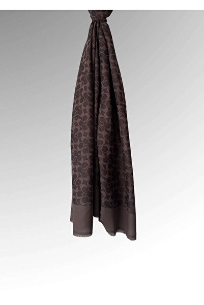 NEOMOON Acı Kahverengi Monogram C Desen Tesettür İthal İpek Şal