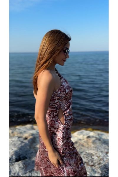 Daves Rochie midi din satin cu un singur umăr, roz
