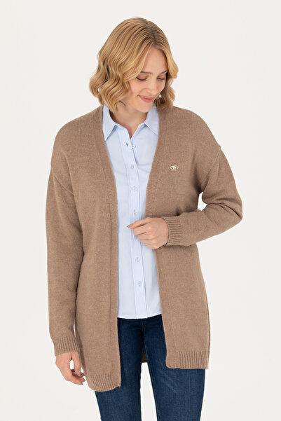 U.S. Polo Assn. Women's Sand Melange Knitwear Cardigan 50276237-Vr123