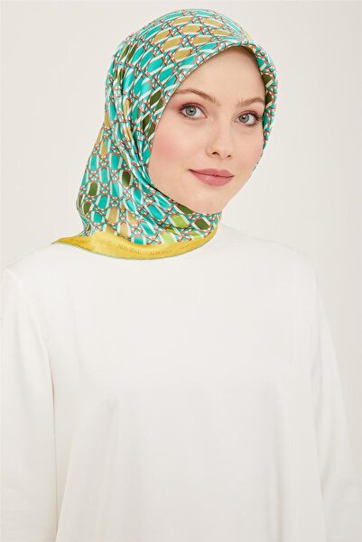 Armine بنقشة هندسية تويل حرير وشاح 24Ya9144 37 53