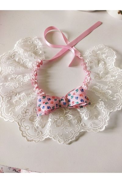 Canbutik Handmade Cat And Small Dog Collar Leash White