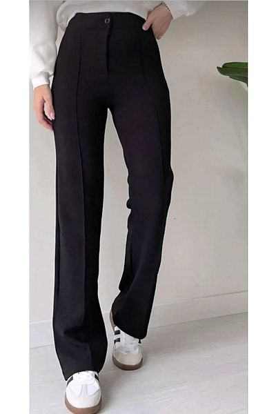 SUHIS Black High Waist Lycra Women's Palazzo Trousers - Recovery and Tube Leg