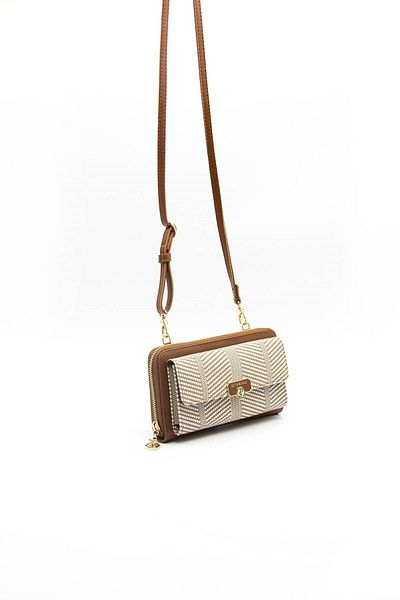 Silver Polo Портфейл Silver&polo 921 с бежов, кафяв и сламен кръст
