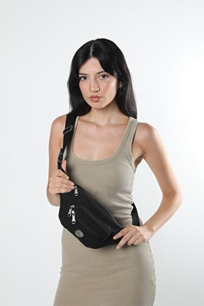 Monte Lui Unisex Kanvas Kumaş Bel Ve Çapraz Çanta Siyah