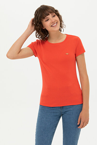 U.S. Polo Assn. Kadın Kırmızı Bisiklet Yaka Tişört 50275812-VR213