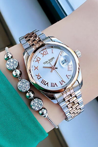 Tom Jones Orijinal Kadın Kol Saati 3 Atm Su Geçirmez İki Renk Çelik Kordon + ...