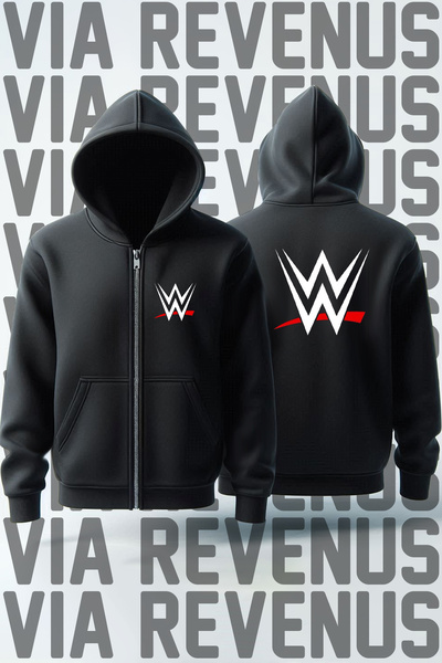 Vordevia Wwe American Wrestling Front and Back Printed Unisex Zip Hooded Sweatshirt Cardigan