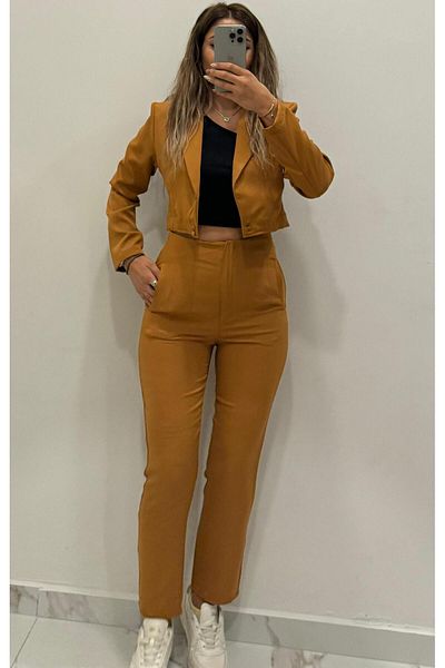 Daves Σετ μπουφάν Tan Trousers Crop