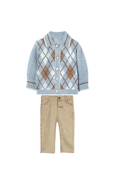 Butik Knitwear Cardigan and Canvas Pants Set