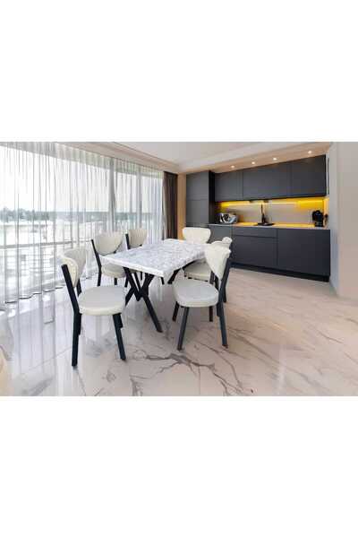 ALSAN DEKOR Yemek Masası Takımınıda 100% MDF MASA 6 ADETELMA SANDALYA