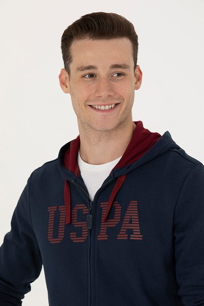 U.S. Polo Assn. Мъжки тъмносин плетен кардиган 50273738-vr033
