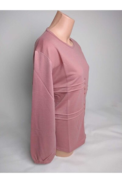 YAŞAR TRİKO Γυναικεία μπλουζάκι με λαιμόκοψη με κουμπιά με μακρύ μανίκι με ελαστικό καρπό με δύο κλωστές