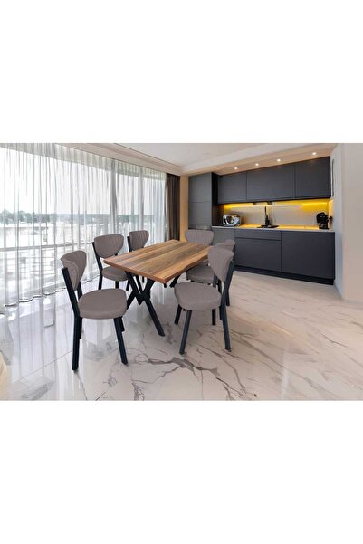 ALSAN DEKOR Yemek Masası Takımınıda 100% MDF MASA 6 ADETELMA SANDALYA