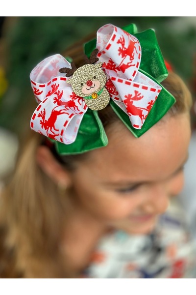 QUEEN AKSESUAR Coroană de Crăciun cu fundă de catifea cu model de Crăciun, cu...