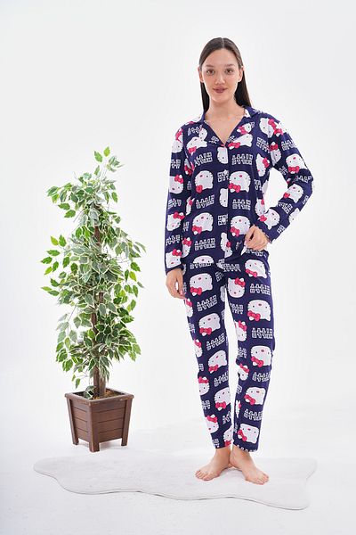 Arvin Pijama Set pijama cu nasturi din bumbac