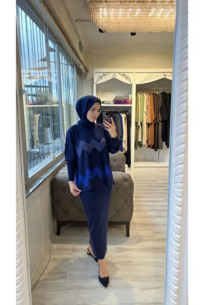 Invee İNVEE 5685 Lacivert Triko Etek