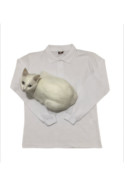 BİLGENS BUTİK Tricou școlar din bumbac cu mânecă lungă cu gât polo pentru copii