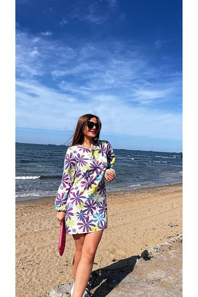 Daves Rochie verde casual cu model de in