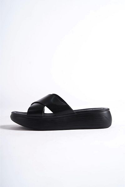 TB Terzi Bey Women's Genuine Leather Daily Black Style Slippers