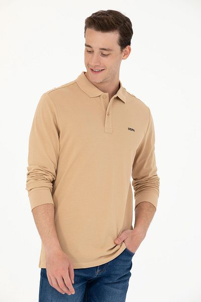 U.S. Polo Assn. Ανδρικό φούτερ σε χρώμα άμμου - 50276314 -VR085 Βασικό μοντέλο