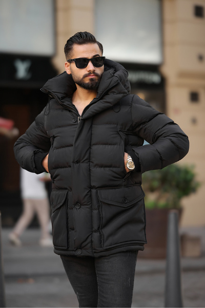 MODA ΑΝΔΡΙΚΗ ΤΣΑΝΤΑ ΜΕ ΚΟΥΚΟΥΛΑ ΜΕ ΤΣΕΠΕΣ ΧΕΙΜΕΡΙΝΟ ΜΑΚΡΥ ΠΑΛΤΟ