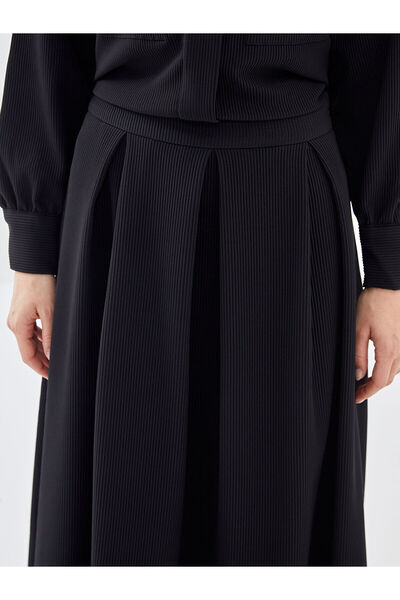 LC Waikiki LCW Modest Чорна спідниця з застібкою на талії та фактурною фактурою