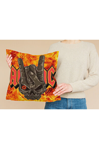 owl bag Metal muzički bend AC DC plamenovi i ruka Sa deznom kvadrat Jastuk KU...