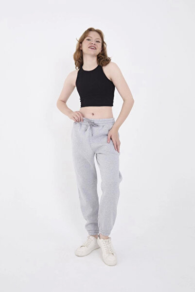 velmorafashion Velmora Three Thread Basic Elastic Sweatpants - Gray -