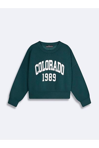 Ltb O-Neck Long Sleeve Green Sweatshirt