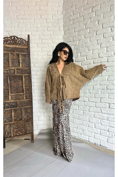 moneta boutique Jachetă din pâslă pentru femei, căptușită cu cravată