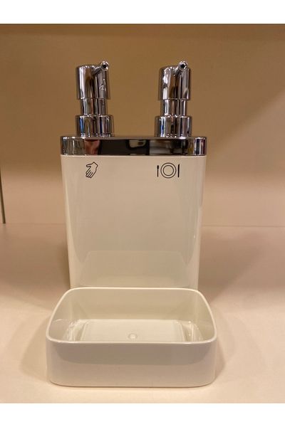 PLUS HOME Sivi Soap Dispenser 2 - Cream with Chamber and Sponge Holder