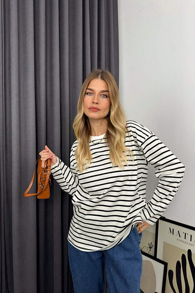Sue Store Sweat subțire premium cu dungi alb-negru