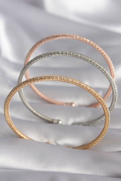 Skygo Zircon Stone Detailed Straw Bracelet Set - Brass Mix Color, TJ-BB5916