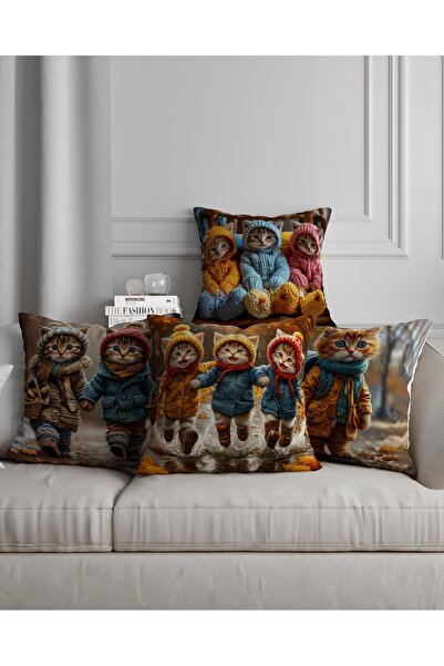 Şah Dekor Set de 4 fețe de pernă pentru cadou cu imprimeu digital cu model de...