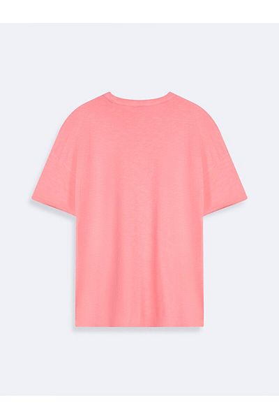 Ltb Tricou roz cu mânecă scurtă cu gâtul O