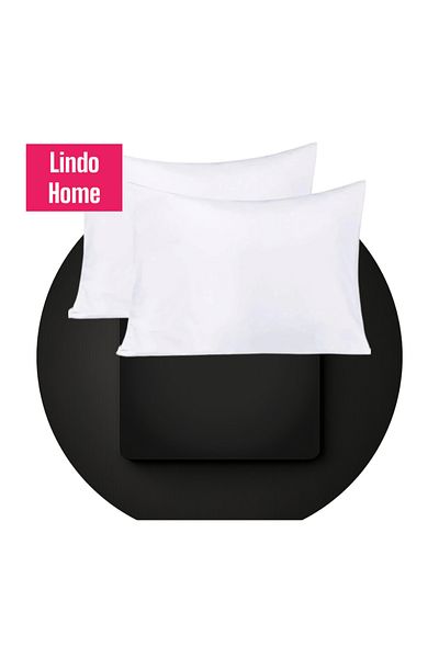 LindoHome 2 White Cotton Zippered Pillow Cases - 50X70 cm