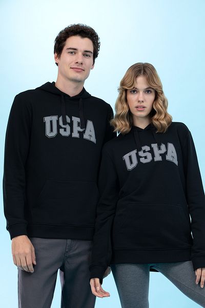 U.S. Polo Assn. Hanorac de bază cu glugă neagră 50273736 -vr046